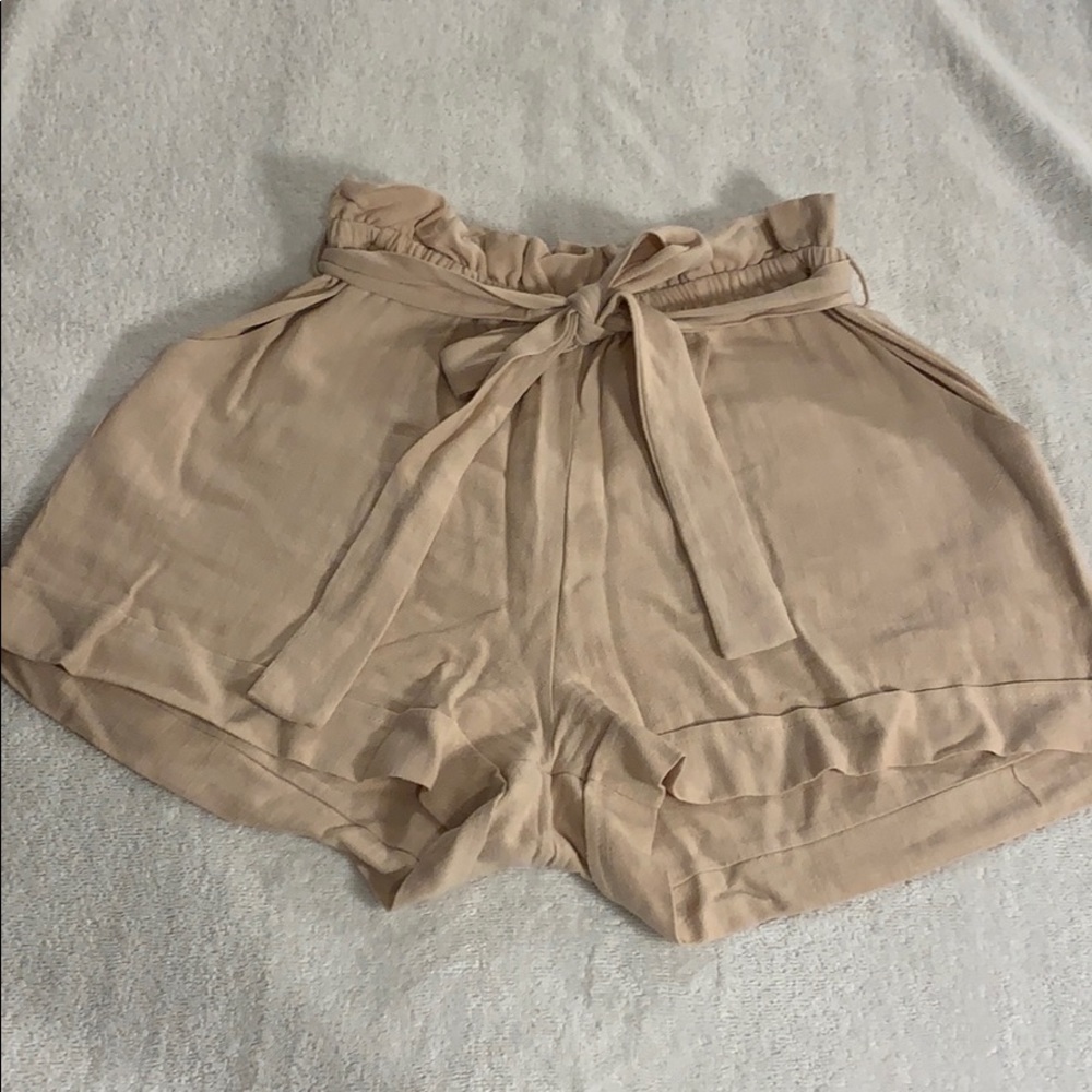 Beige High Waisted Shorts
